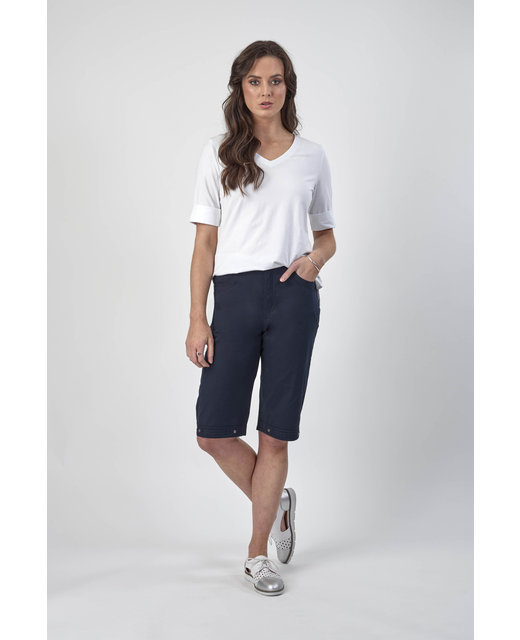 Vassalli Poplin Straight Leg Short - Navy