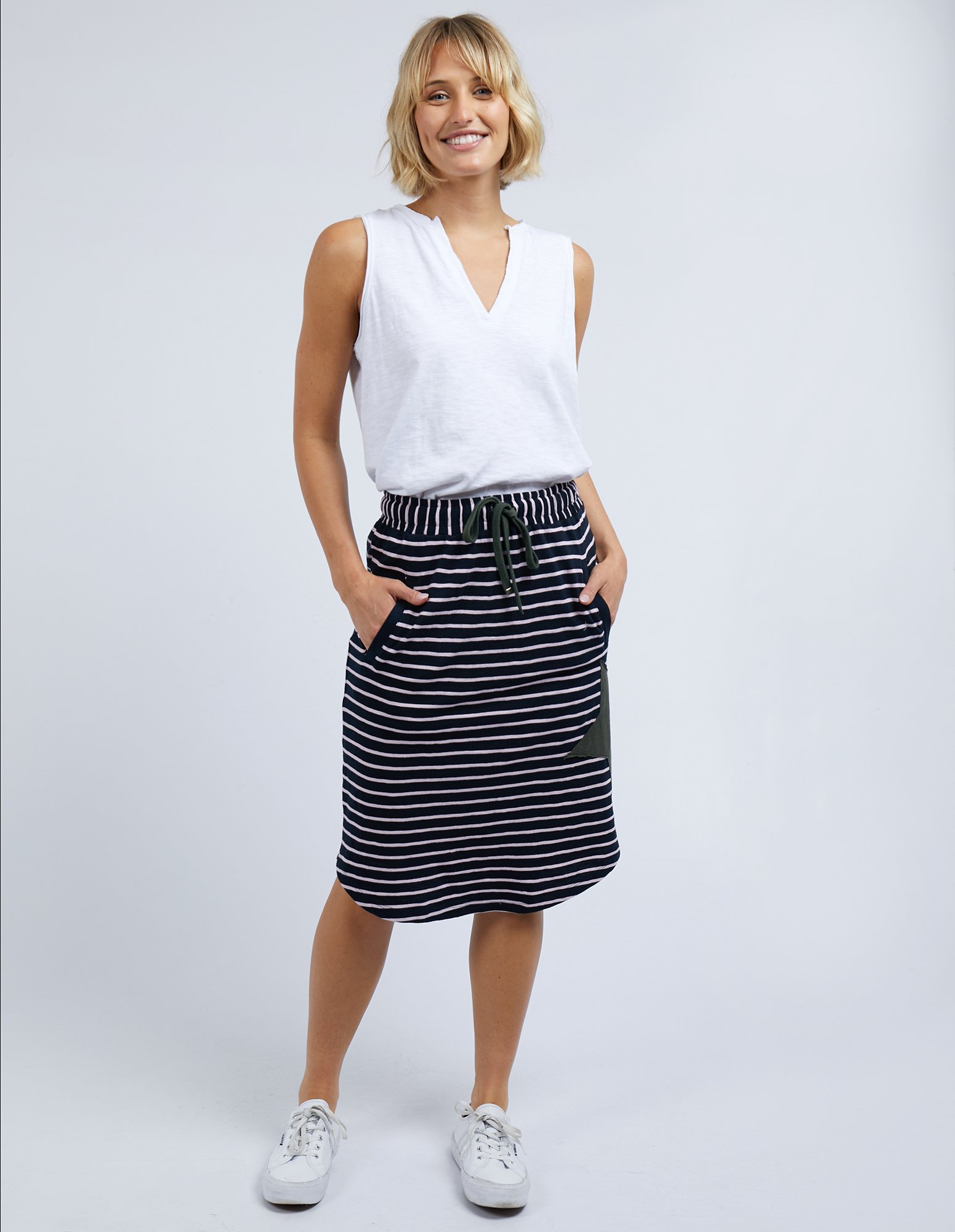 Elm Lexi Skirt - Navy/Orchid Stripe - Women's Clothing - Elm Cotton S21