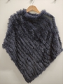 Rabbit Fur Poncho - Navy