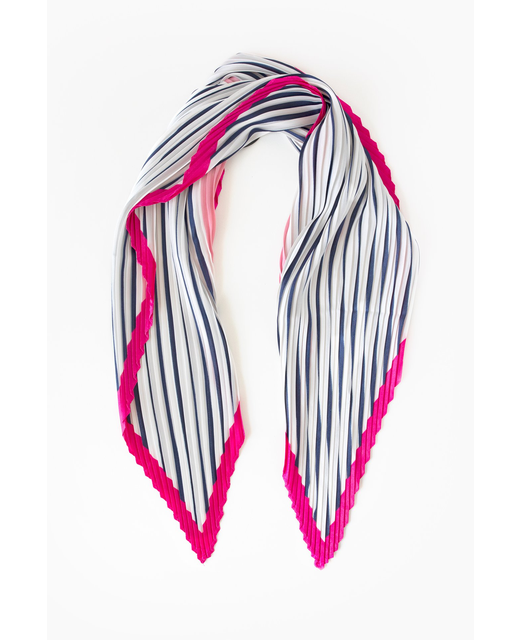 Antler Scarf Pleated Pink & Navy Stripe