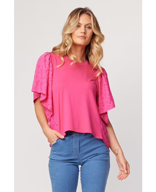 Lemon Tree Lia Lace Top - Cerise