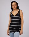 Silent Theory Camilla Tank - Black with White Stripe