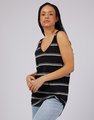 Silent Theory Camilla Tank - Black with White Stripe