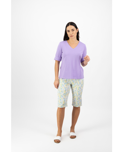 Vassalli V Neck Top - Deep Lilac