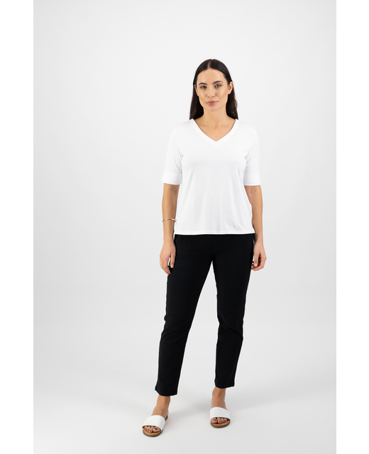 Vassalli V Neck Top - White