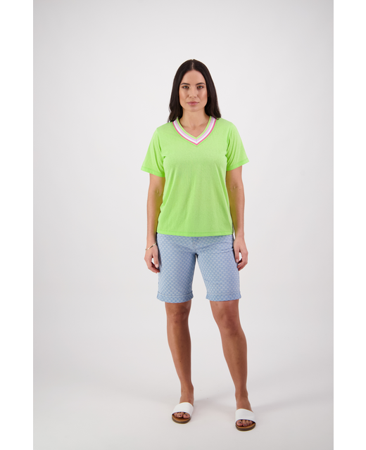 Vassalli V Neck Top - Lime