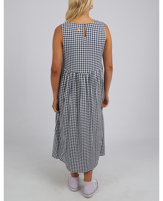 Elm Zest Dress - Navy Checkerboard - Women's Clothing - Elm SS23