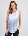 Elm Scoop Tank - Cornflower and White Stripe