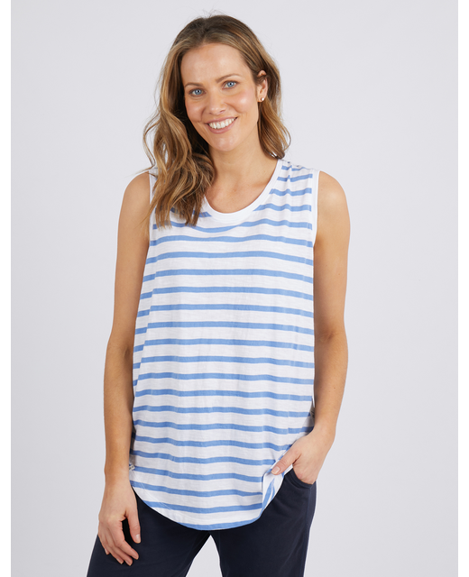 Elm Scoop Tank - Cornflower and White Stripe