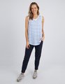 Elm Scoop Tank - Cornflower and White Stripe