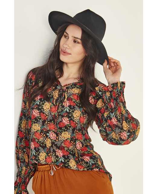 Lemon Tree Jamilla Top - Midnight Print