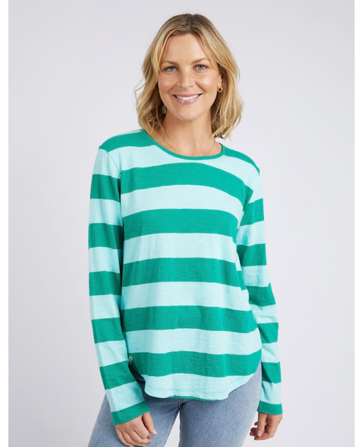 Elm Spritz Stripe L/S Tee - Goodness Green Stripe