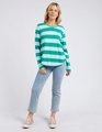 Elm Spritz Stripe L/S Tee - Goodness Green Stripe