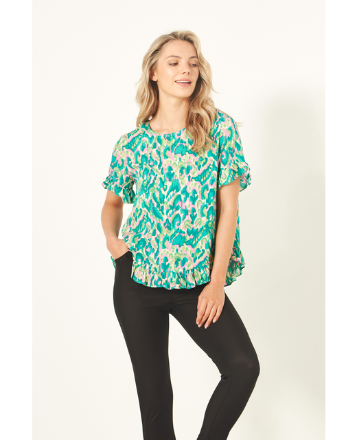 Lemon Tree Madelaine Top - Teal Print