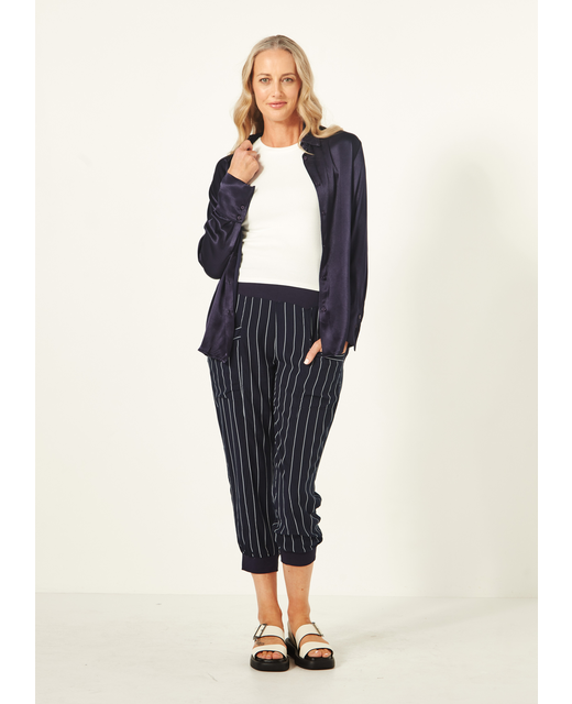 Lemon Tree Harem Pant - Navy Stripe