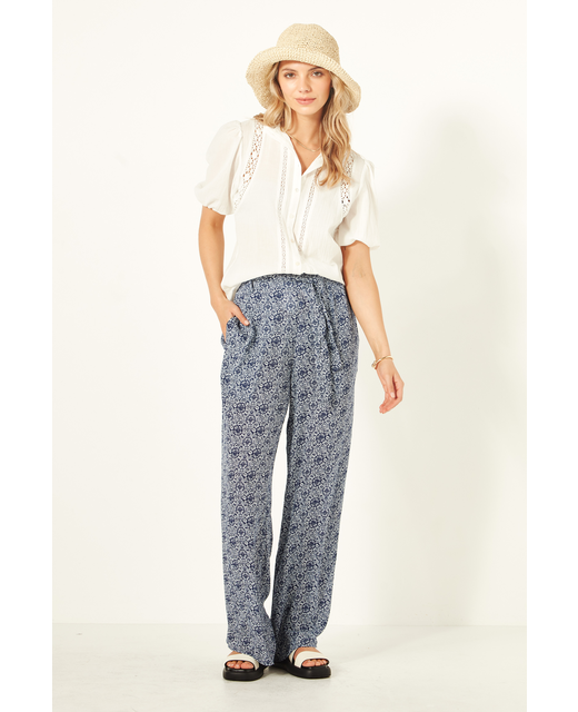 Lemon Tree Martina Pant - Blue Tile Print