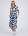 Elm Stencil Floral Tee Dress - Naval Blue Floral Print