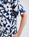 Elm Stencil Floral Tee Dress - Naval Blue Floral Print