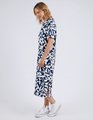 Elm Stencil Floral Tee Dress - Naval Blue Floral Print