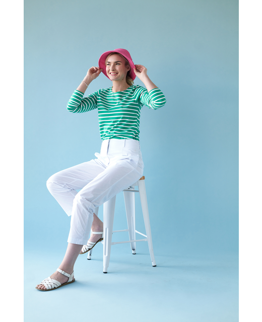 Charlie Jane Lyttelton Top - Green/White Stripe