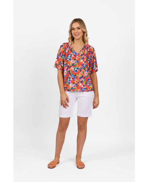 Vassalli Short Sleeve V Neck Top - Rio