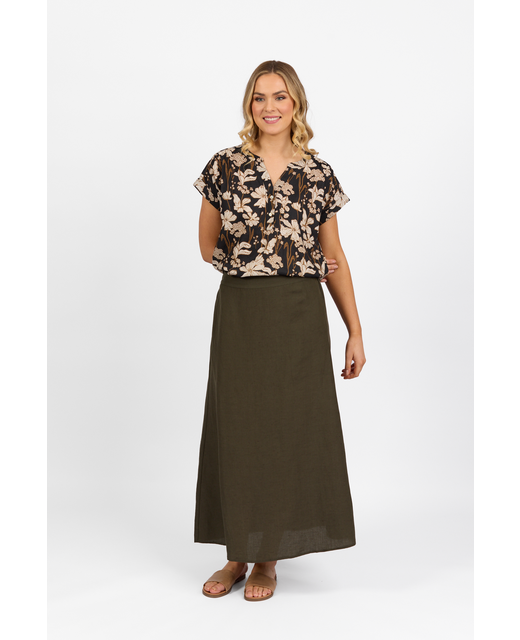 Vassalli Pull On Skirt - Khaki