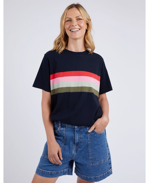 Elm Terra Tee - Navy and Multi Stripe