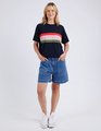 Elm Terra Tee - Navy and Multi Stripe