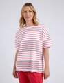 Elm Winona Stripe SS Tee - Bittersweet Red and White Stripe