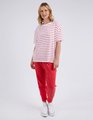 Elm Winona Stripe SS Tee - Bittersweet Red and White Stripe