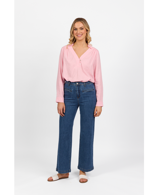 Vassalli Wide Leg Full Length Jean - True Blue