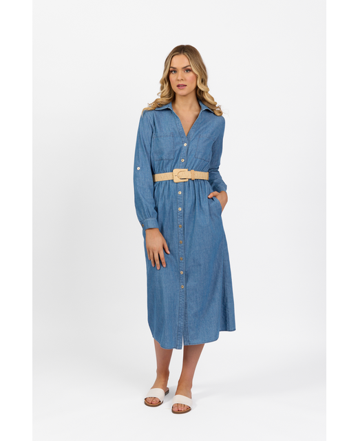 Vassalli Shirt Dress - Blue Wash