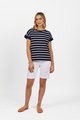 Vassalli Drop Sleeve Top - Ink White Stripe