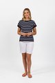 Vassalli Drop Sleeve Top - Ink White Stripe