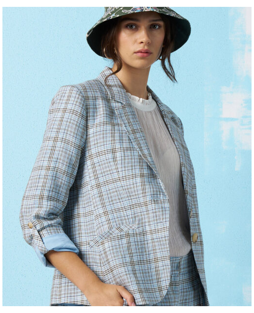 Madly Sweetly Check In Blazer - Blue Check