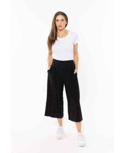 Billie The Label Essential Wide Leg Crop Pants - Black