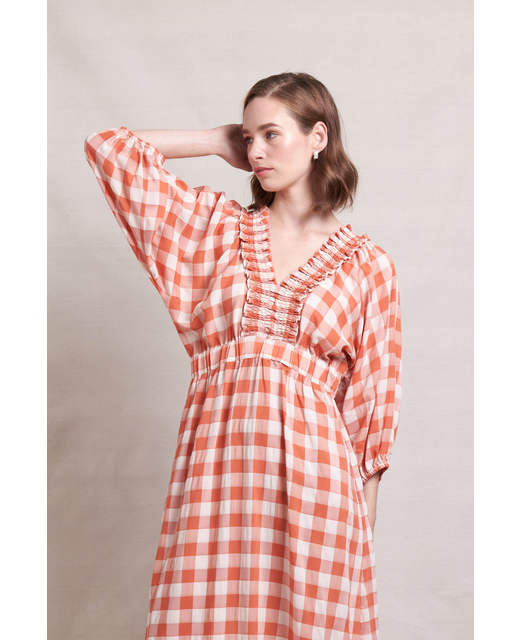 Neris Upscale Dress - Terracotta Check