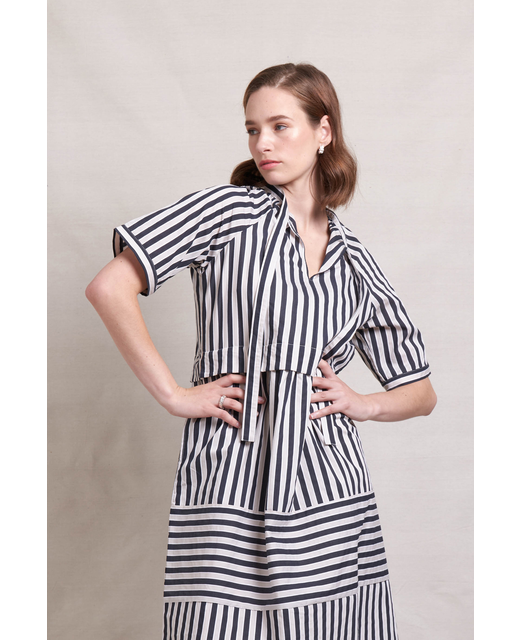 Neris Bi Line Dress - Ink Stripe