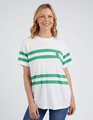 Elm Allegra Tee - White with Green Stripe