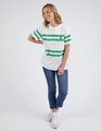 Elm Allegra Tee - White with Green Stripe