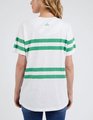 Elm Allegra Tee - White with Green Stripe