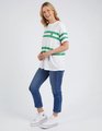 Elm Allegra Tee - White with Green Stripe