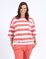 Elm Mazie Block Stripe Sweat - Watermelon Crush and White Stripe