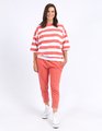 Elm Mazie Block Stripe Sweat - Watermelon Crush and White Stripe