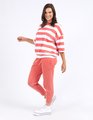 Elm Mazie Block Stripe Sweat - Watermelon Crush and White Stripe