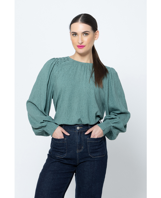 Seeking Lola Honeycombe Blouse - Pine